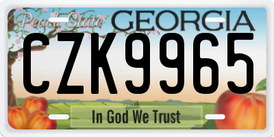 GA license plate CZK9965