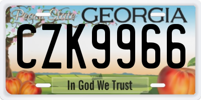GA license plate CZK9966