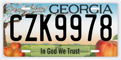GA license plate CZK9978