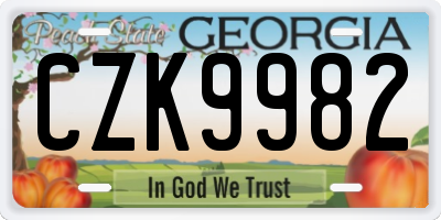 GA license plate CZK9982