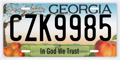 GA license plate CZK9985