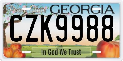 GA license plate CZK9988