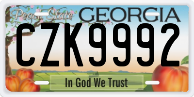 GA license plate CZK9992