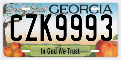 GA license plate CZK9993