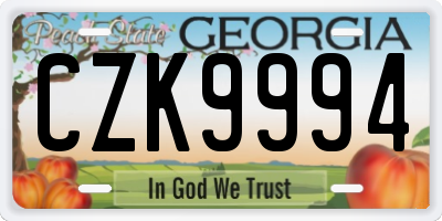 GA license plate CZK9994