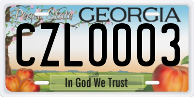 GA license plate CZL0003