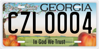 GA license plate CZL0004