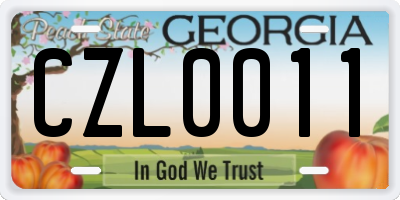 GA license plate CZL0011