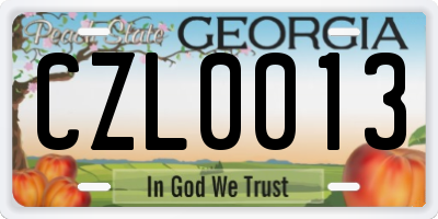 GA license plate CZL0013