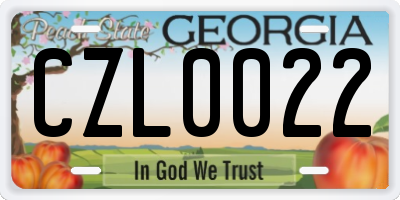 GA license plate CZL0022