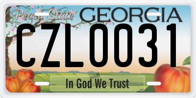 GA license plate CZL0031