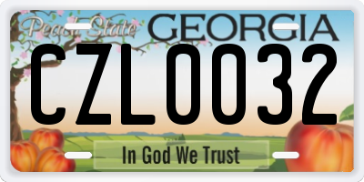 GA license plate CZL0032