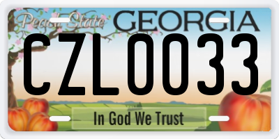 GA license plate CZL0033