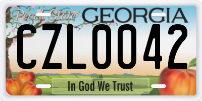 GA license plate CZL0042