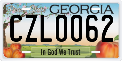 GA license plate CZL0062