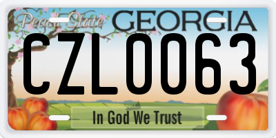 GA license plate CZL0063