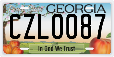GA license plate CZL0087