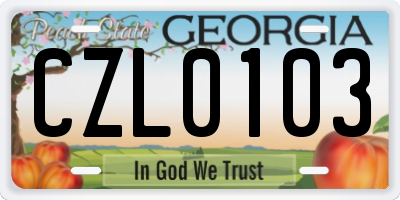 GA license plate CZL0103