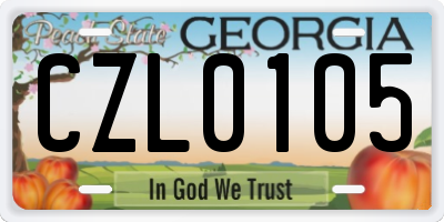 GA license plate CZL0105