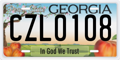 GA license plate CZL0108