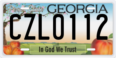 GA license plate CZL0112