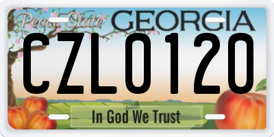 GA license plate CZL0120