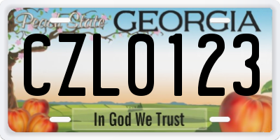 GA license plate CZL0123