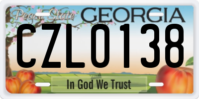 GA license plate CZL0138