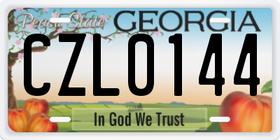 GA license plate CZL0144