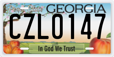 GA license plate CZL0147