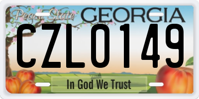 GA license plate CZL0149