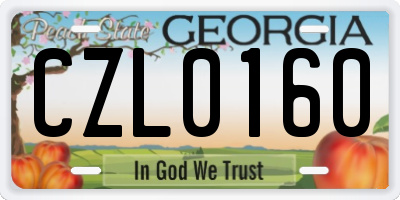 GA license plate CZL0160