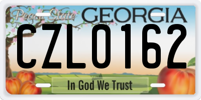 GA license plate CZL0162