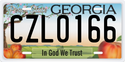 GA license plate CZL0166
