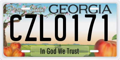 GA license plate CZL0171