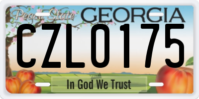 GA license plate CZL0175