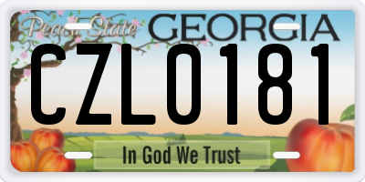 GA license plate CZL0181