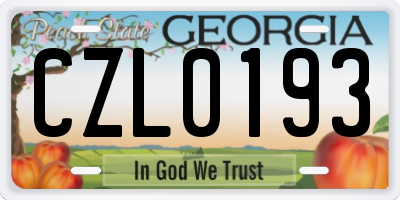 GA license plate CZL0193