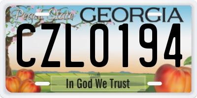 GA license plate CZL0194