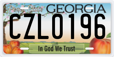 GA license plate CZL0196