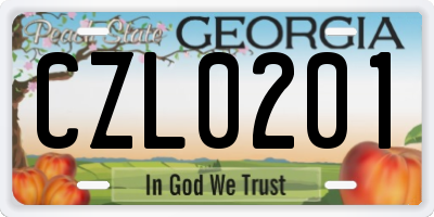 GA license plate CZL0201