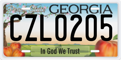 GA license plate CZL0205