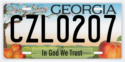 GA license plate CZL0207