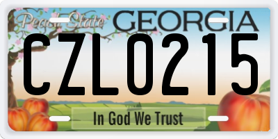 GA license plate CZL0215