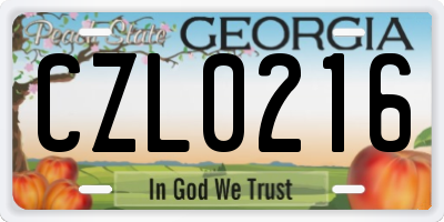 GA license plate CZL0216