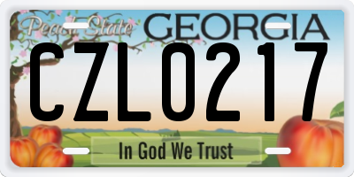 GA license plate CZL0217