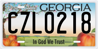 GA license plate CZL0218