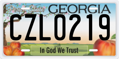 GA license plate CZL0219