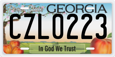 GA license plate CZL0223