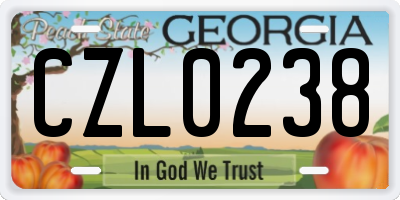 GA license plate CZL0238